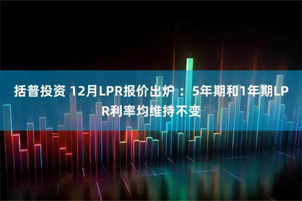 括普投资 12月LPR报价出炉 ：5年期和1年期LPR利率均维持不变