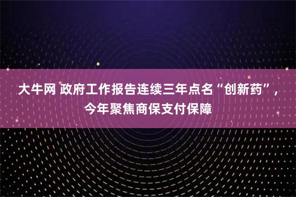 大牛网 政府工作报告连续三年点名“创新药”，今年聚焦商保支付保障
