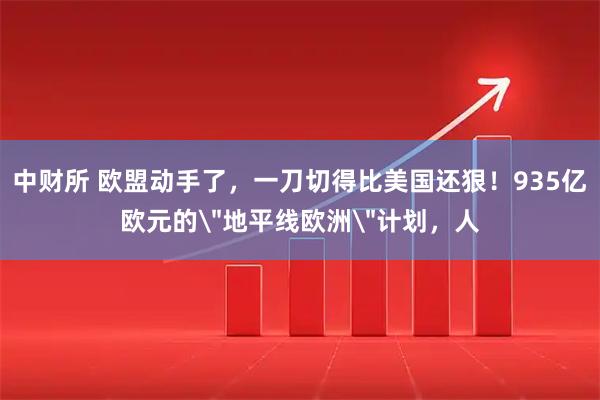中财所 欧盟动手了，一刀切得比美国还狠！935亿欧元的